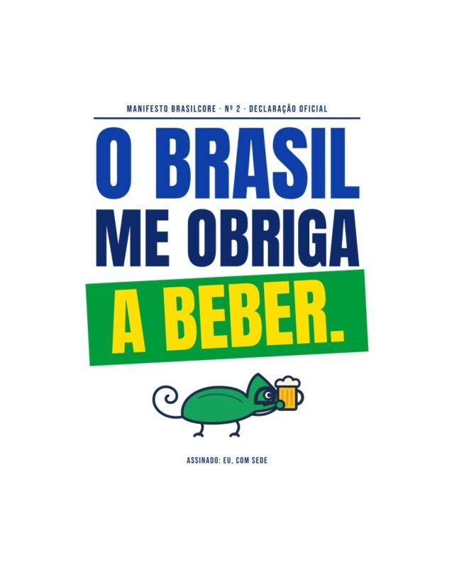 Camiseta O Brasil Me Obriga a Beber Manifesto Boteco Verde e Amarelo Camaleão Unissex 100% Algodão, foto 4