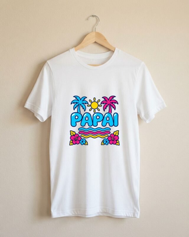 Camiseta Papai Chá Revelação Tropicália Unissex 100% Algodão: peça no cabide