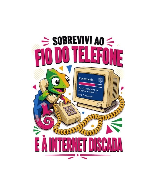 Camiseta Sobrevivi ao Fio do Telefone Camaleão Nostalgia Unissex 100% Algodão, foto 4