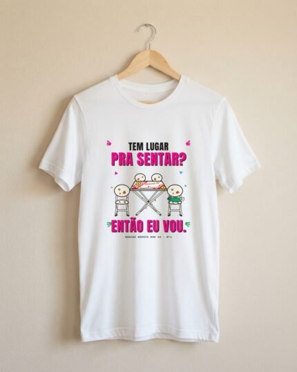 Camiseta Tem Lugar pra Sentar? Então Eu Vou Mesa de Boteco Manias Depois dos 40 Camaleão Unissex 100% Algodão